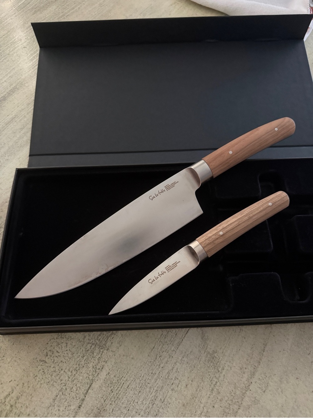 Sur la Table Wood Handle Chef and Paring Knife Set - Brown